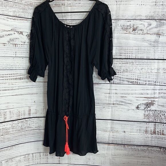 Victoria’s secret Dress Womens Small cold shoulder lace cover up drawstring Boho - Picture 4 of 11